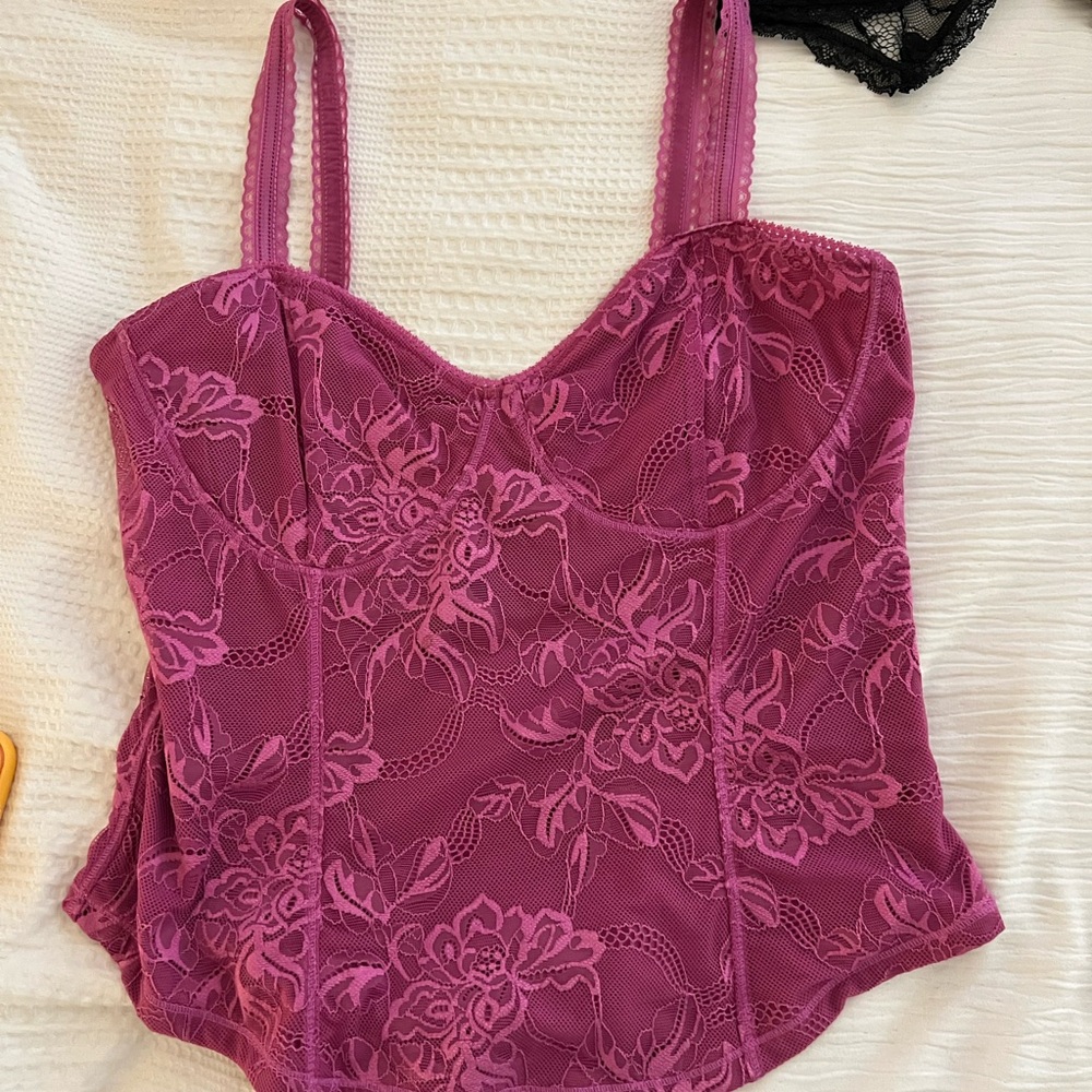 Free People Purple Lace Bustier Top